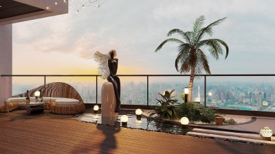 现代屋顶花园3D模型下载